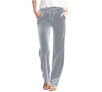 Gray Straight Leg Joggers Womens Velvet Trousers Elasticated Waist Trouser Tracksuit Jogging Bottoms with Pockets Athletic Joggers Yoga Pants Activewear Pant for Office Work Streetwear