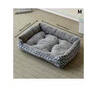 (Gray Stripe-M) Comfortable Plush Dog Bed, Polyester Plush Dog Bed, Winter Warm Pet Sofa, 3 Sizes Available M/L/XL, for Extra Small to