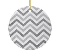 Gray Stripe Print Christmas Ornaments, Ceramic Hanging Ornament, Round Shape Decorations