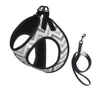 Gray Stripe Print Pet Leash Vest,Breathable Mesh Pet Harness, Reflective For Small Medium Dogs Safe Easy Walking