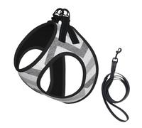 Gray Stripe Print Reflective No Choke Pet Vest Harness,Adjustable Soft Padded Dog Harness With Easy Control Handle