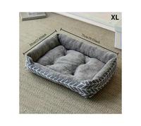 (Gray Stripes-XL) Comfortable Plush Dog Bed, Polyester Plush Dog Bed, Winter Warm Pet Sofa, 3 Sizes Available M/L/XL, for Extra Small to