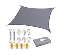 Gray Sun Shade Sail Rectangle Waterproof Outdoor Garden Patio Party Sunscreen Awning 2x3m 3x5m 4x6m Canopy 98% UV Block with Rope and Fixing Kit, Multiple Sizes
