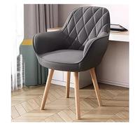 Gray Swivel Armchair - Upholstered Fabric Accent Chair with Wood Legs No Wheels Ideal for Small Spaces Dining Desk or Makeup Room - Stylish & Comfortable