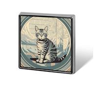 Gray Tabby Cat Lapel Pin for Men Brooches And Pins for Women Square Metal Badge for Shirts, Jackets, Hats | Durable Fashion Accessory & Gift for Men, Women, Events