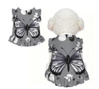 Gray Teal Butterfly Print Pet Breathable Sleeveless Skirt XS