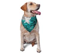 Gray Teal Flower Butterfly Dog Bandana Pet Scarf Accessories for Small Medium Dogs Cats Photo Prop, Triangle Pet Bandanas Adjustable Puppy Bib Washable Dog Kerchief Puppy Neckerchief