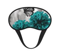 Gray Teal Flower Butterfly Sleep Mask for Side Sleeper, Blackout Eye Mask for Women Men, Zero Pressure Sleeping Masks Soft Breathable Eye Cover Comfortable Blindfold Eyeshade for Night Sleep