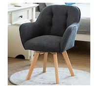 Gray Velvet Swivel Armchair - Upholstered Accent Chair with Sturdy Wood Legs for Small Spaces No Wheels Perfect for Dining Desk Club and Guest Lounge Use.