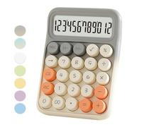 Gray White Calculator, Standard Gray White Calculator with 12 Digit Display and Big Buttons, Cute Office Supplies and Desk Accessories for Office, School, Shop, Home