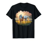 Gray White Mare & Chestnut Foal Horse Lover Gift T-Shirt