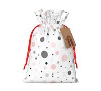Gray White Modern Polka Dot Printing Cute Christmas Bag Drawstring Design 4.7x6.9 Inch For Christmas Party Birthday Gift Packaging