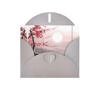 Gray WHJSHOP Bamboo and Cherry blossoms Tree Zen Prints Greeting Card - High-End Pearlescent Paper Double Sided Pearl Effect Love Buckle Pearl Paper Envelope