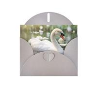Gray WHJSHOP beautiful white swan Prints Greeting Card - High-End Pearlescent Paper Double Sided Pearl Effect Love Buckle Pearl Paper Envelope