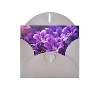 Gray WHJSHOP Blooming Purple Flowers Prints Greeting Card - High-End Pearlescent Paper Double Sided Pearl Effect Love Buckle Pearl Paper Envelope