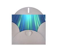 Gray WHJSHOP Blue Aurora Borealis Prints Greeting Card - High-End Pearlescent Paper Double Sided Pearl Effect Love Buckle Pearl Paper Envelope