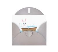Gray WHJSHOP Bunny taking a bath Prints Greeting Card - High-End Pearlescent Paper Double Sided Pearl Effect Love Buckle Pearl Paper Envelope