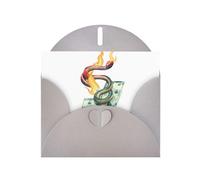 Gray WHJSHOP Burning snake and money Prints Greeting Card - High-End Pearlescent Paper Double Sided Pearl Effect Love Buckle Pearl Paper Envelope