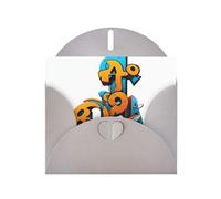 Gray WHJSHOP Cars and graffiti collide Prints Greeting Card - High-End Pearlescent Paper Double Sided Pearl Effect Love Buckle Pearl Paper Envelope