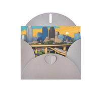 Gray WHJSHOP Cartoon Austin Texas Prints Greeting Card - High-End Pearlescent Paper Double Sided Pearl Effect Love Buckle Pearl Paper Envelope