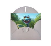 Gray WHJSHOP Cartoon Cobra Snake Prints Greeting Card - High-End Pearlescent Paper Double Sided Pearl Effect Love Buckle Pearl Paper Envelope