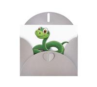 Gray WHJSHOP Cartoon little green snake Prints Greeting Card - High-End Pearlescent Paper Double Sided Pearl Effect Love Buckle Pearl Paper Envelope