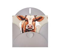 Gray WHJSHOP Cute little cow Prints Greeting Card - High-End Pearlescent Paper Double Sided Pearl Effect Love Buckle Pearl Paper Envelope