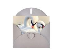 Gray WHJSHOP Cute little swan Prints Greeting Card - High-End Pearlescent Paper Double Sided Pearl Effect Love Buckle Pearl Paper Envelope