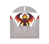 Gray WHJSHOP Demon in hell flames Prints Greeting Card - High-End Pearlescent Paper Double Sided Pearl Effect Love Buckle Pearl Paper Envelope