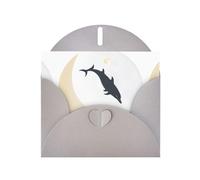 Gray WHJSHOP Dolphin Crossing the Moon Prints Greeting Card - High-End Pearlescent Paper Double Sided Pearl Effect Love Buckle Pearl Paper Envelope