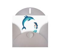 Gray WHJSHOP Dolphins and Mermaids Prints Greeting Card - High-End Pearlescent Paper Double Sided Pearl Effect Love Buckle Pearl Paper Envelope
