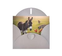 Gray WHJSHOP donkey and flower Prints Greeting Card - High-End Pearlescent Paper Double Sided Pearl Effect Love Buckle Pearl Paper Envelope