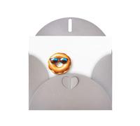 Gray WHJSHOP Donut with sunglasses Prints Greeting Card - High-End Pearlescent Paper Double Sided Pearl Effect Love Buckle Pearl Paper Envelope