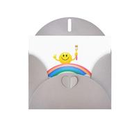 Gray WHJSHOP Draw a rainbow smiley face Prints Greeting Card - High-End Pearlescent Paper Double Sided Pearl Effect Love Buckle Pearl Paper Envelope