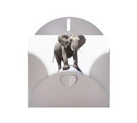 Gray WHJSHOP Elephant standing on soccer ball Prints Greeting Card - High-End Pearlescent Paper Double Sided Pearl Effect Love Buckle Pearl Paper Envelope