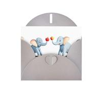 Gray WHJSHOP Elephants fighting for the apple Prints Greeting Card - High-End Pearlescent Paper Double Sided Pearl Effect Love Buckle Pearl Paper Envelope