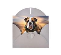 Gray WHJSHOP English-Bulldog Prints Greeting Card - High-End Pearlescent Paper Double Sided Pearl Effect Love Buckle Pearl Paper Envelope