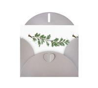 Gray WHJSHOP Falling snow on pine branches Prints Greeting Card - High-End Pearlescent Paper Double Sided Pearl Effect Love Buckle Pearl Paper Envelope