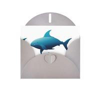 Gray WHJSHOP Fantasy life in the ocean Prints Greeting Card - High-End Pearlescent Paper Double Sided Pearl Effect Love Buckle Pearl Paper Envelope