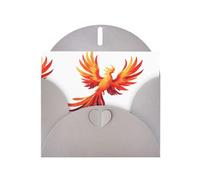 Gray WHJSHOP Fire phoenix flying in the starry sky Prints Greeting Card - High-End Pearlescent Paper Double Sided Pearl Effect Love Buckle Pearl Paper Envelope