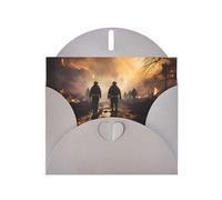 Gray WHJSHOP Firefighters fighting fires Prints Greeting Card - High-End Pearlescent Paper Double Sided Pearl Effect Love Buckle Pearl Paper Envelope