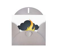 Gray WHJSHOP Flame under the dark clouds Prints Greeting Card - High-End Pearlescent Paper Double Sided Pearl Effect Love Buckle Pearl Paper Envelope