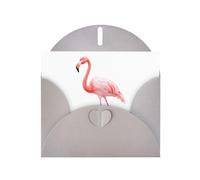 Gray WHJSHOP Flamingo gently touching the water Prints Greeting Card - High-End Pearlescent Paper Double Sided Pearl Effect Love Buckle Pearl Paper Envelope