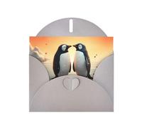 Gray WHJSHOP i love penguins Prints Greeting Card - High-End Pearlescent Paper Double Sided Pearl Effect Love Buckle Pearl Paper Envelope