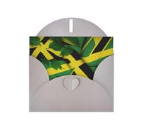 Gray WHJSHOP Jamaica Flag Leaves Prints Greeting Card - High-End Pearlescent Paper with Double-Sided Pearl Effect