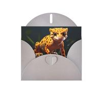 Gray WHJSHOP Leopard Little Gecko Prints Greeting Card - High-End Pearlescent Paper Double Sided Pearl Effect Love Buckle Pearl Paper Envelope