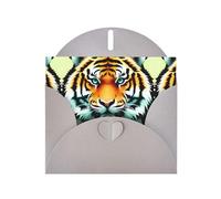 Gray WHJSHOP Little fat tiger head Prints Greeting Card - High-End Pearlescent Paper Double Sided Pearl Effect Love Buckle Pearl Paper Envelope