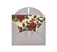 Gray WHJSHOP Many red roses Prints Greeting Card - High-End Pearlescent Paper Double Sided Pearl Effect Love Buckle Pearl Paper Envelope
