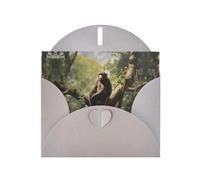 Gray WHJSHOP Monkey sitting on a tree Prints Greeting Card - High-End Pearlescent Paper Double Sided Pearl Effect Love Buckle Pearl Paper Envelope