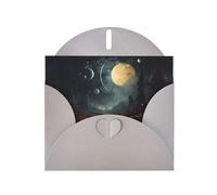 Gray WHJSHOP Moon Stars and Planets Prints Greeting Card - High-End Pearlescent Paper Double Sided Pearl Effect Love Buckle Pearl Paper Envelope